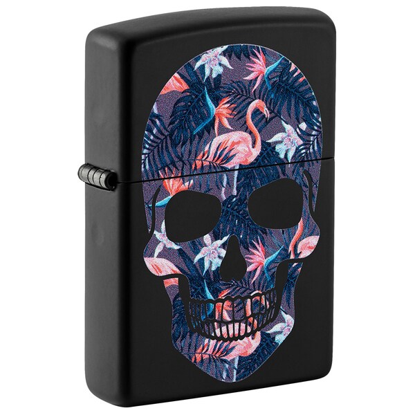 Zippo 2024 Zippo Flamingo Skull, Black Matte, ZIP-49771 - main